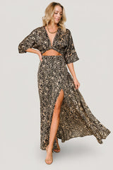 Morlana Maxi Dress | Baltic Born Black + Tan Print