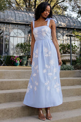 Enora Embroidered Maxi Dress | Baltic Born Blue + White Floral