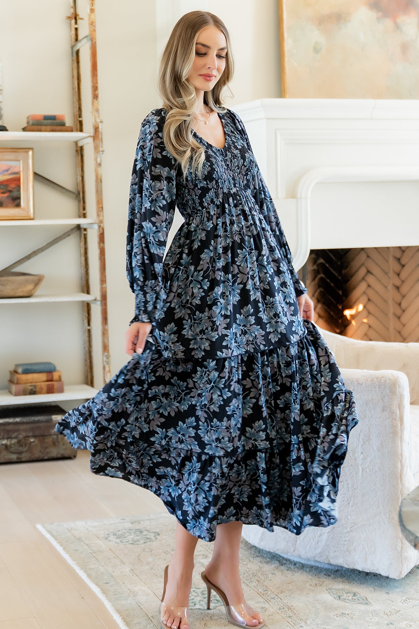 Rayna Smocked Dress | Baltic Born Midnight + Blue Floral