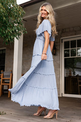Lenora Smocked Dotted Maxi Dress | Baltic Born Dusty Blue