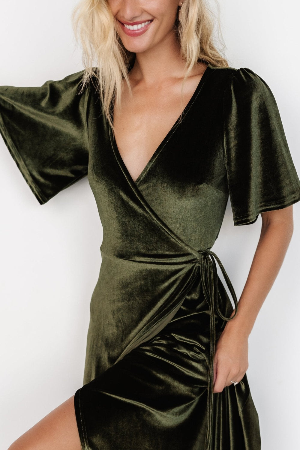 Katelyn Velvet Maxi Wrap Dress | Baltic Born Dark Olive
