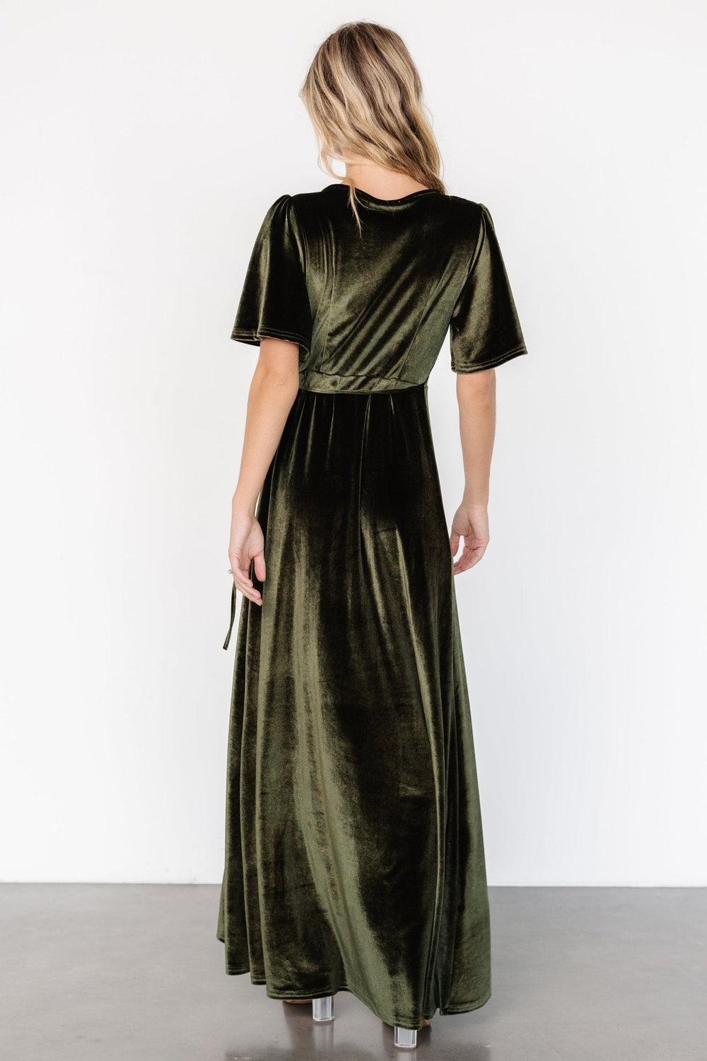 Katelyn Velvet Maxi Wrap Dress | Baltic Born Dark Olive