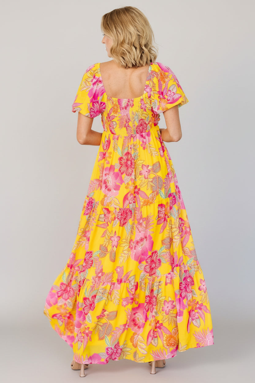 Darla Maxi Dress | Baltic Born Yellow + Pink Floral