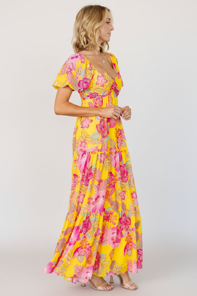 Darla Maxi Dress | Baltic Born Yellow + Pink Floral
