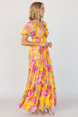 Darla Maxi Dress | Baltic Born Yellow + Pink Floral