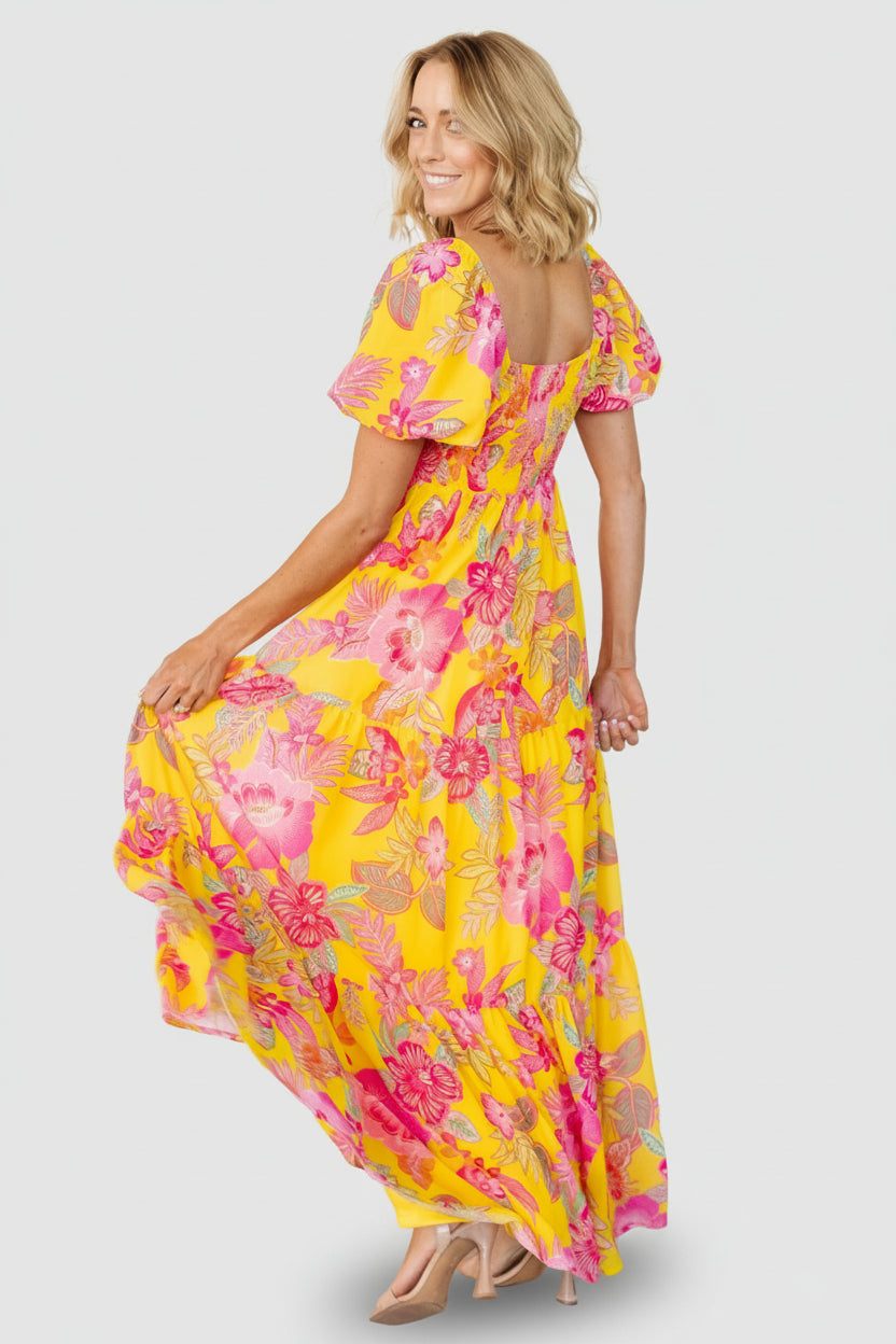 Darla Maxi Dress | Baltic Born Yellow + Pink Floral