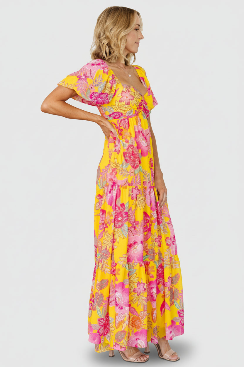 Darla Maxi Dress | Baltic Born Yellow + Pink Floral