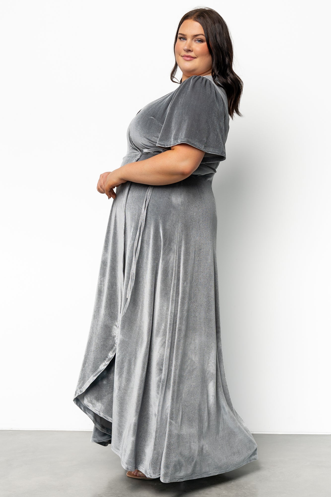 Katelyn Velvet Maxi Wrap Dress | Baltic Born Dusty Blue