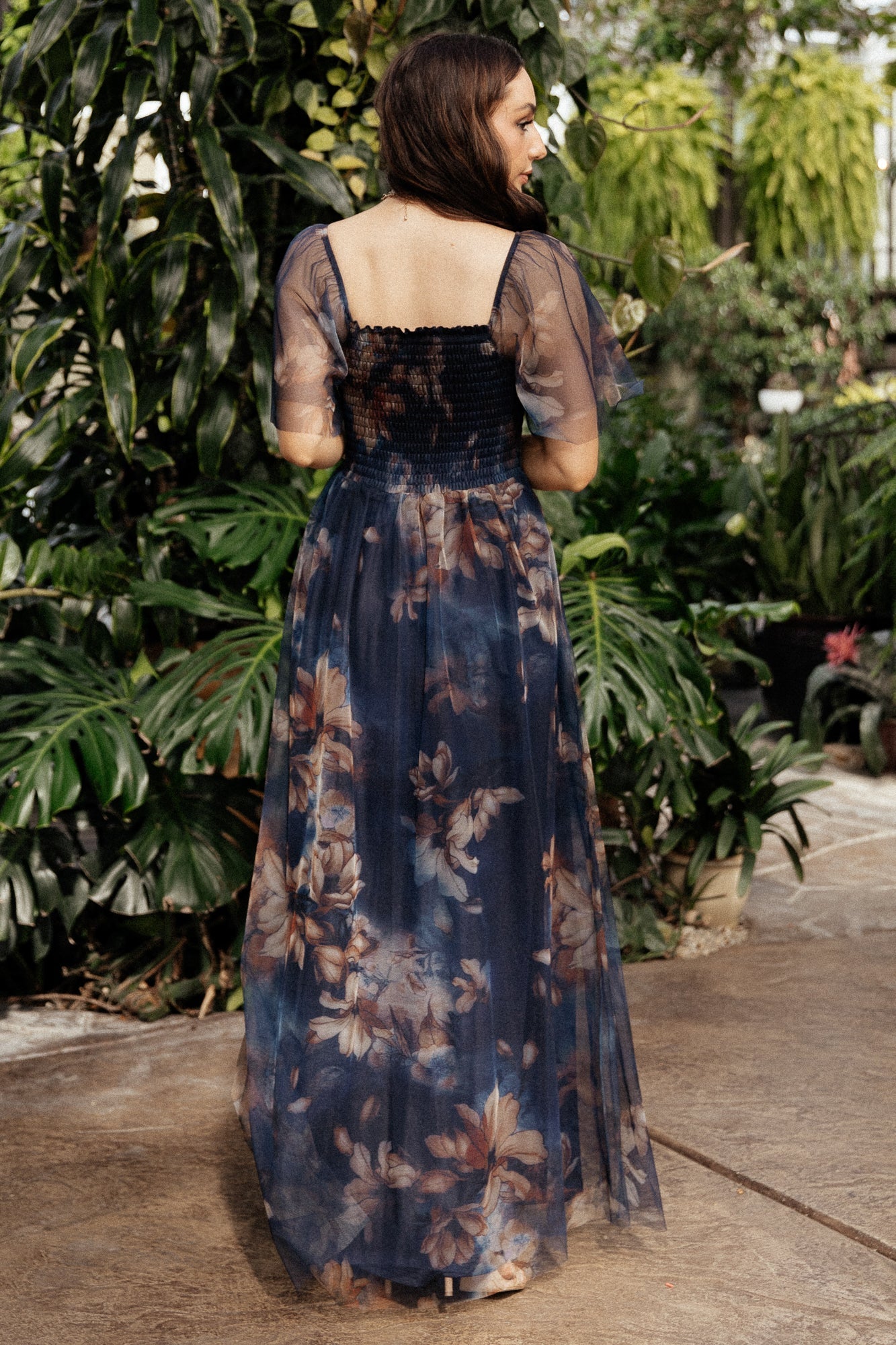 Cassandra Tulle Maxi Dress | Baltic Born Dark Blue Floral