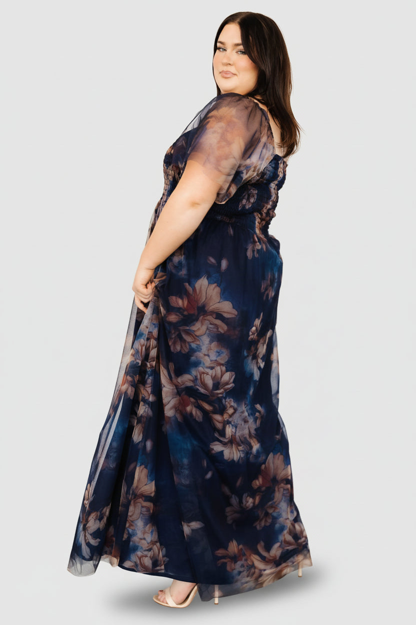 Cassandra Tulle Maxi Dress | Baltic Born Dark Blue Floral