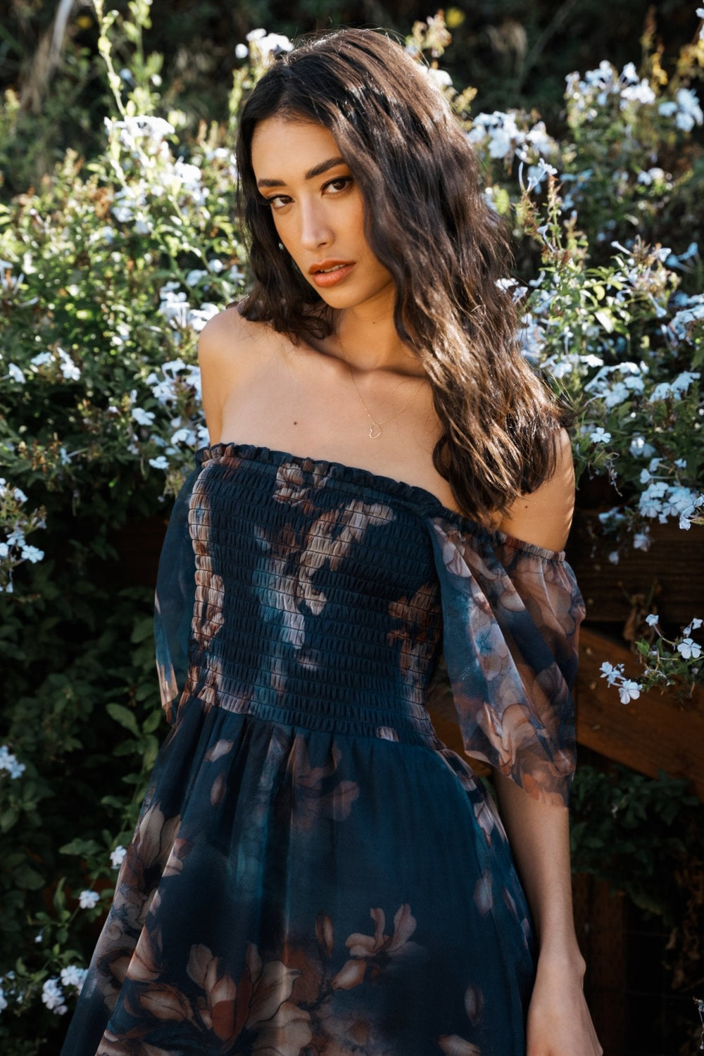 Cassandra Tulle Maxi Dress | Baltic Born Dark Blue Floral