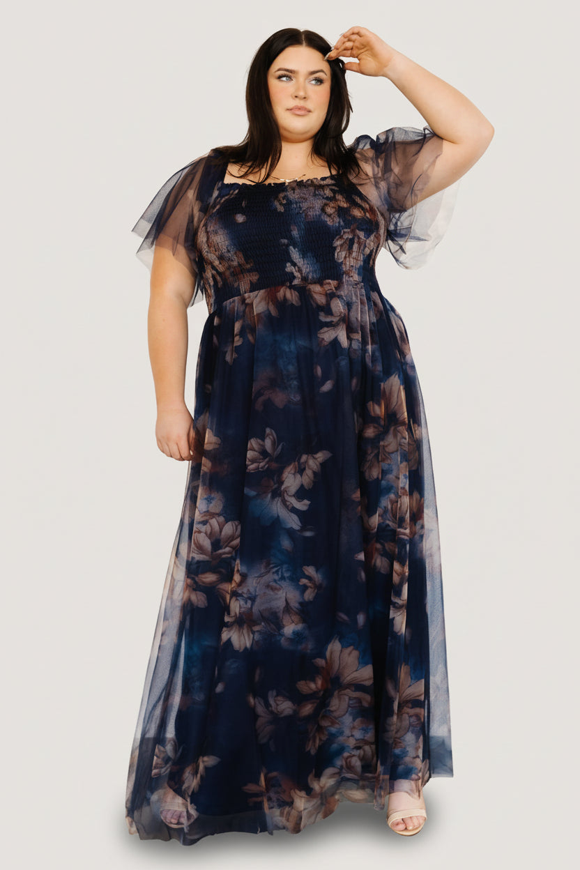 Cassandra Tulle Maxi Dress | Baltic Born Dark Blue Floral