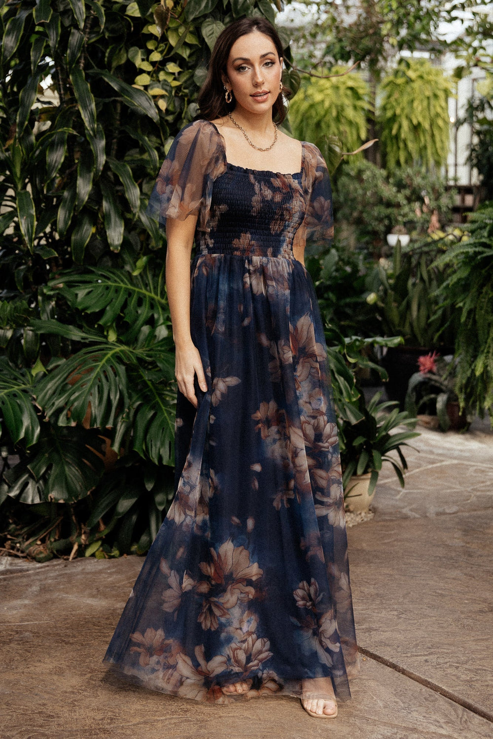 Cassandra Tulle Maxi Dress | Baltic Born Dark Blue Floral