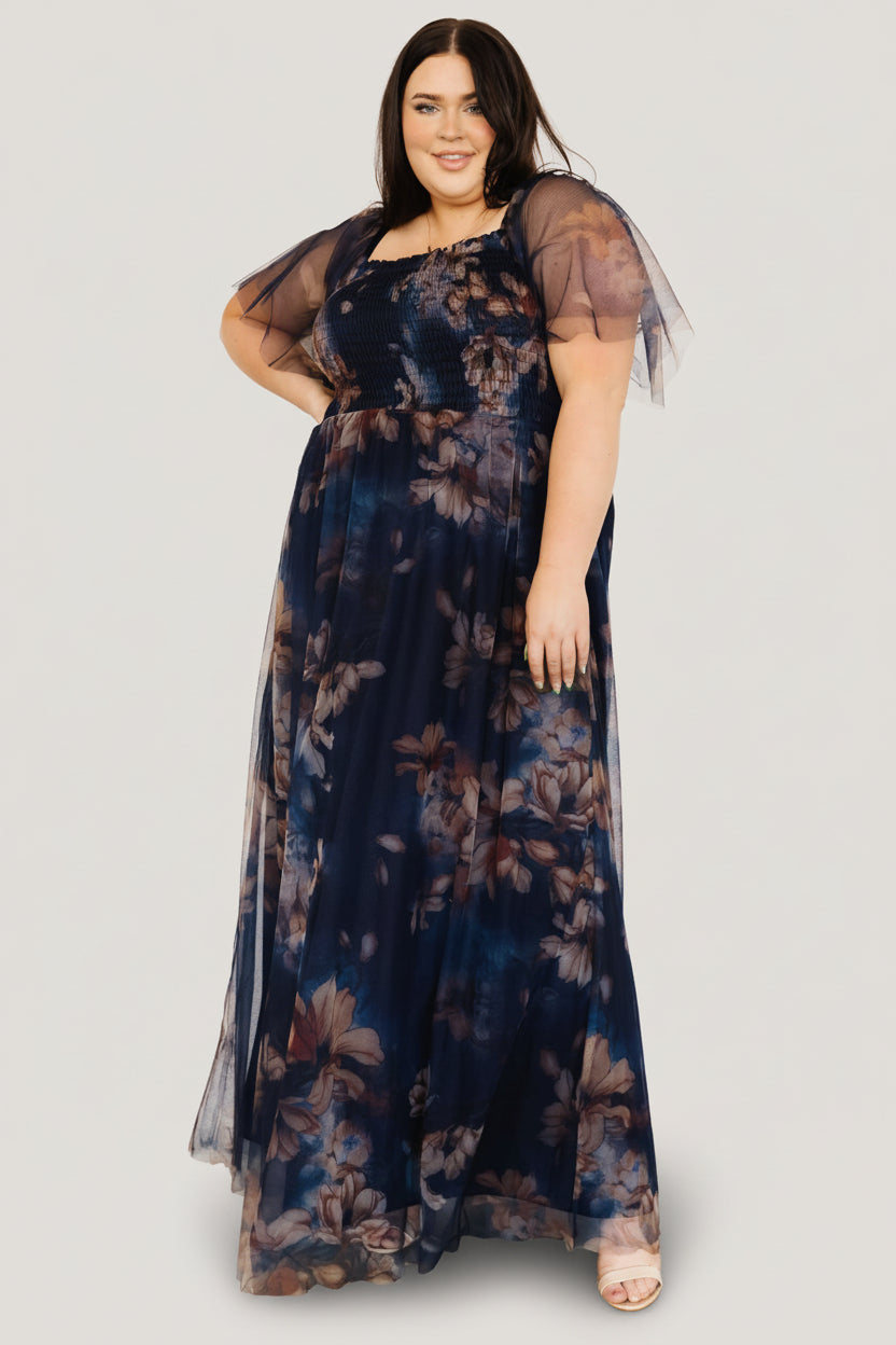 Cassandra Tulle Maxi Dress | Baltic Born Dark Blue Floral