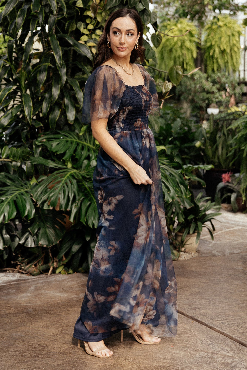 Cassandra Tulle Maxi Dress | Baltic Born Dark Blue Floral