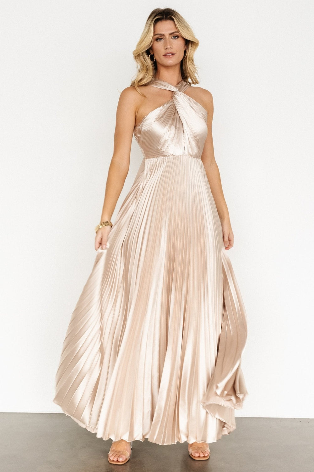 Sandra Pleated Maxi Dress | Baltic Born Champagne