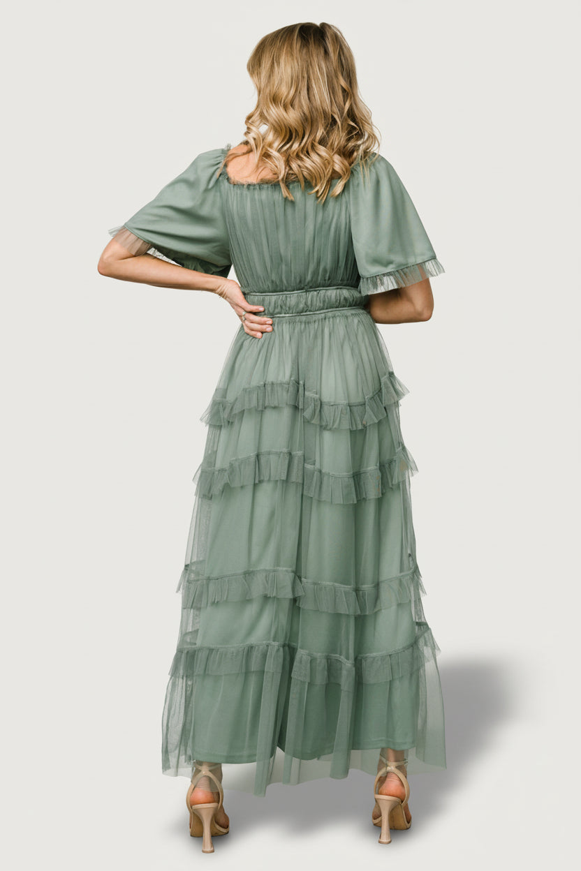 Magdalena Tulle Maxi Dress | Baltic Born Eucalyptus