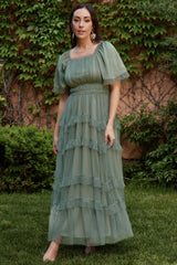 Magdalena Tulle Maxi Dress | Baltic Born Eucalyptus