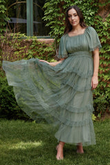 Magdalena Tulle Maxi Dress | Baltic Born Eucalyptus