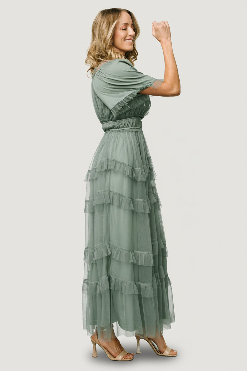 Magdalena Tulle Maxi Dress | Baltic Born Eucalyptus