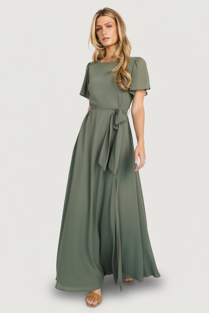 Naomi Short Sleeve Maxi Dress | Baltic Born Dark Sage