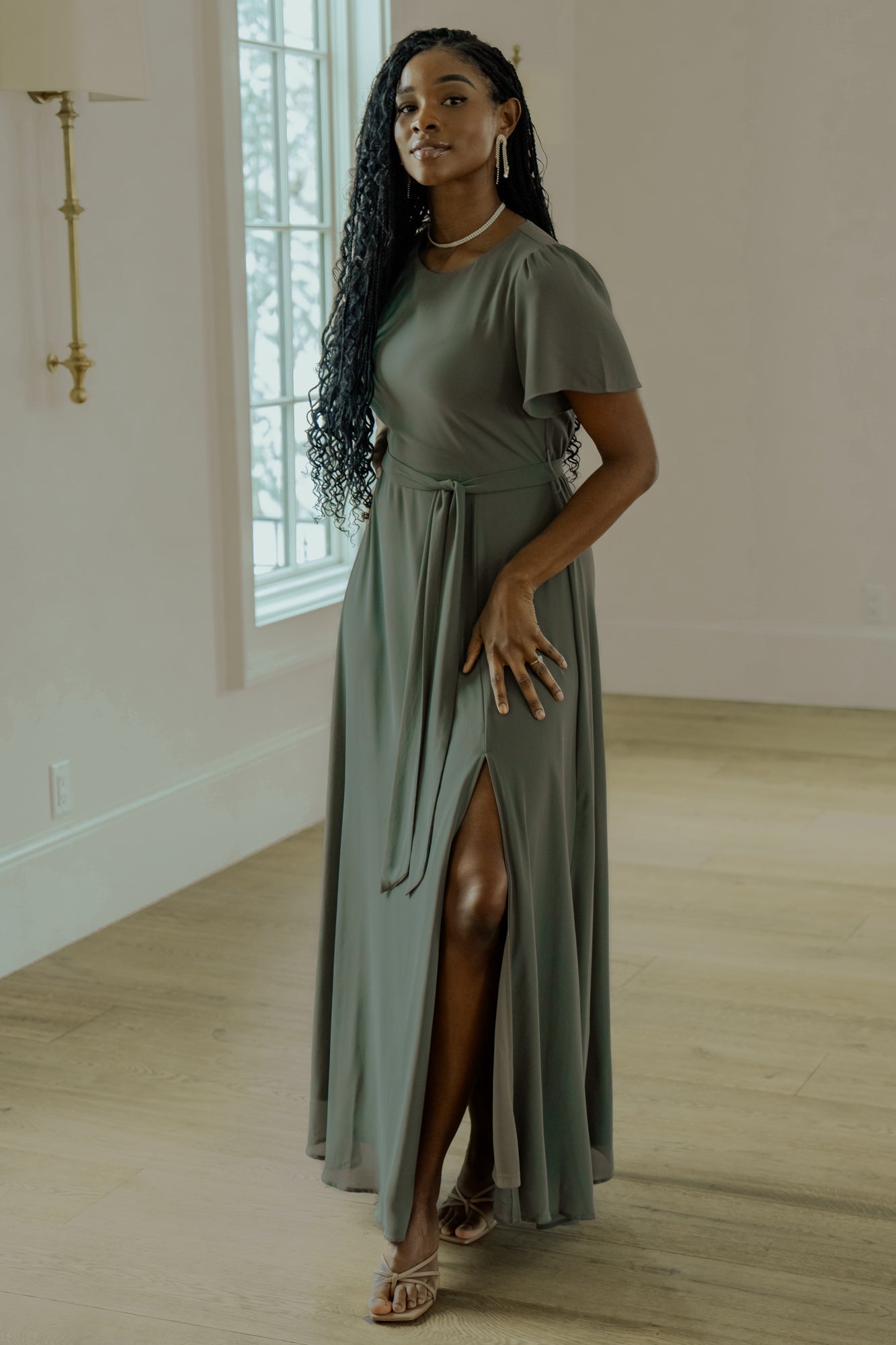 Naomi Short Sleeve Maxi Dress | Baltic Born Dark Sage