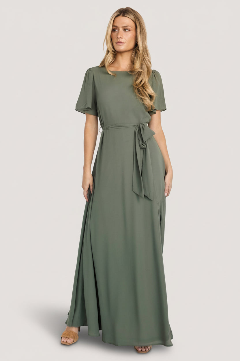 Naomi Short Sleeve Maxi Dress | Baltic Born Dark Sage