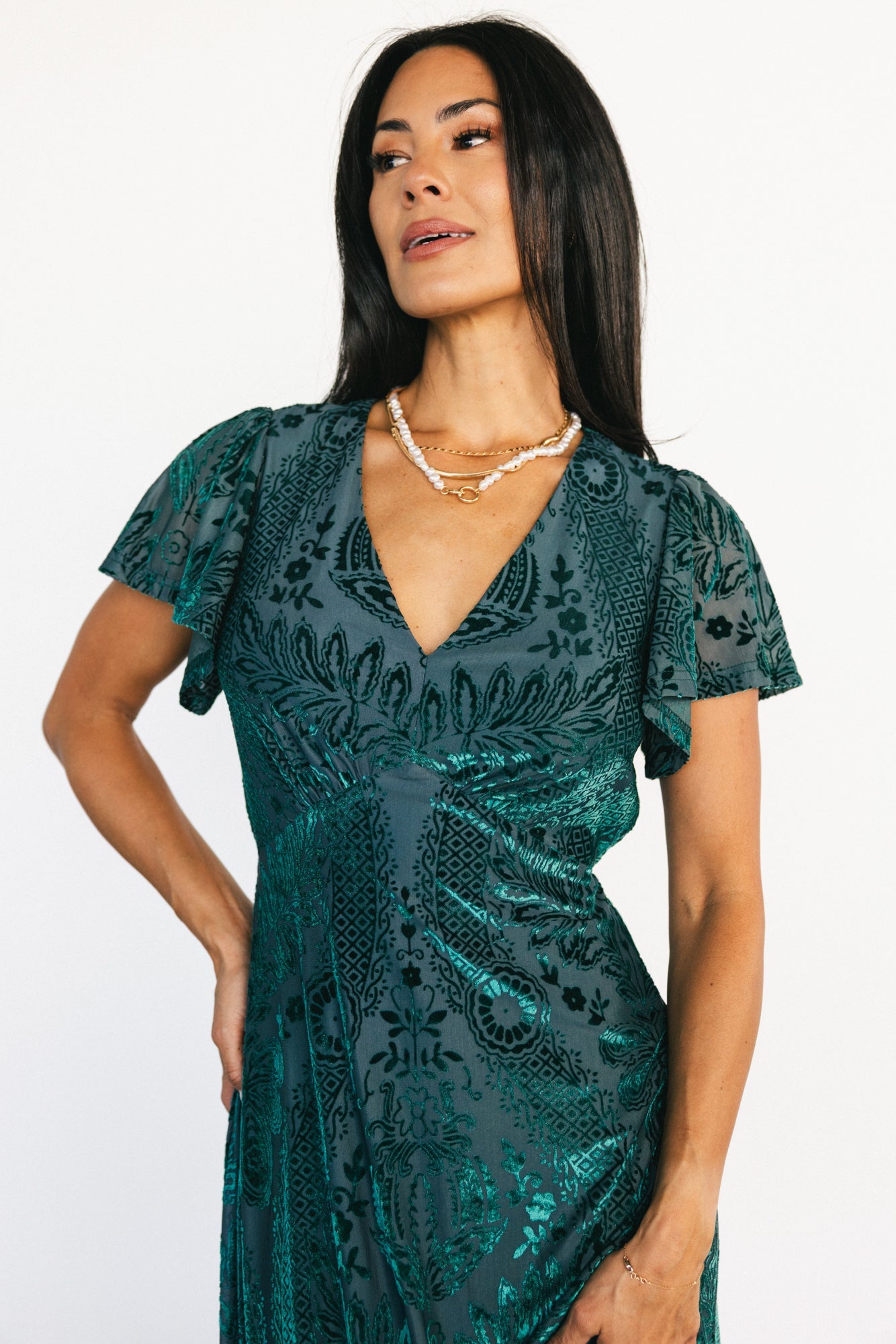 Kimberly Velvet Maxi Dress | Baltic Born Emerald