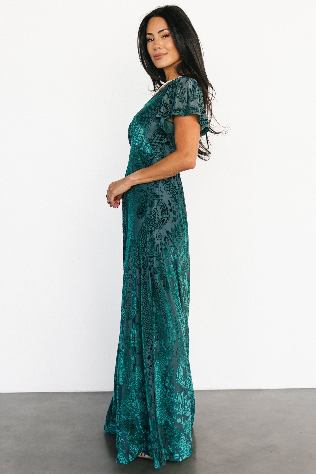 Kimberly Velvet Maxi Dress | Baltic Born Emerald