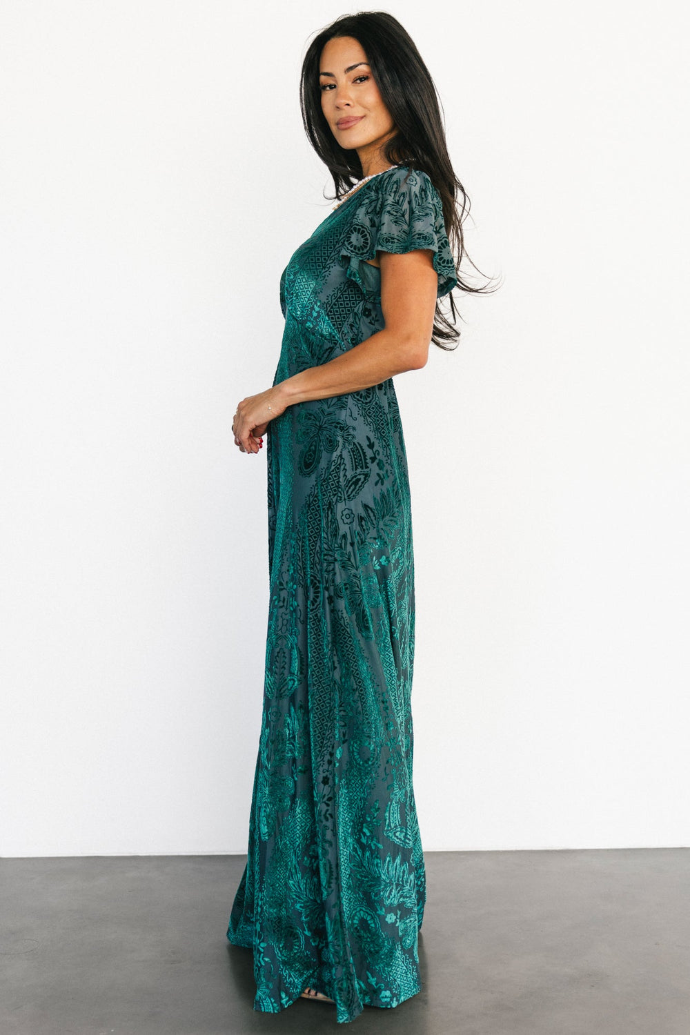 Kimberly Velvet Maxi Dress | Baltic Born Emerald