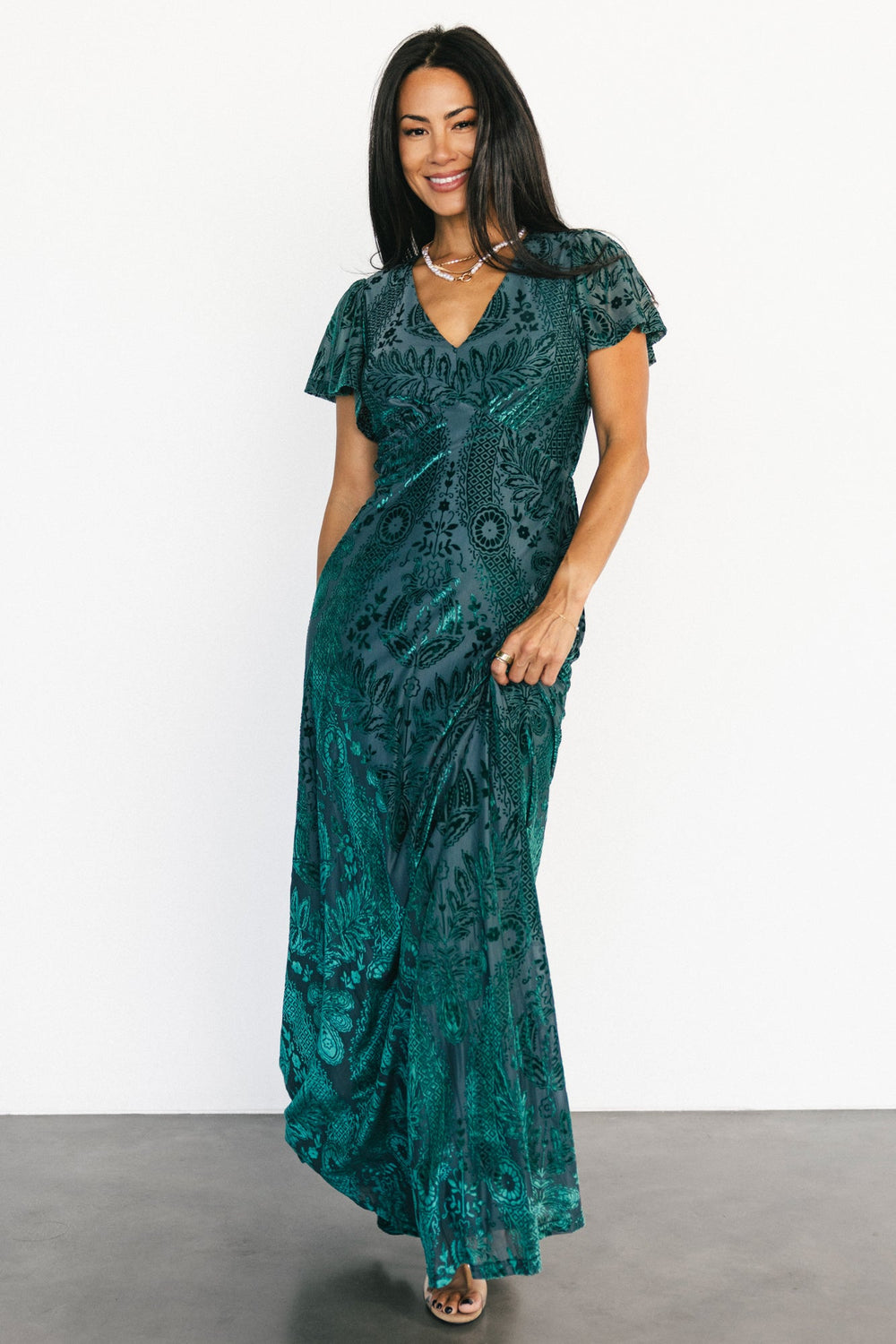 Kimberly Velvet Maxi Dress | Baltic Born Emerald