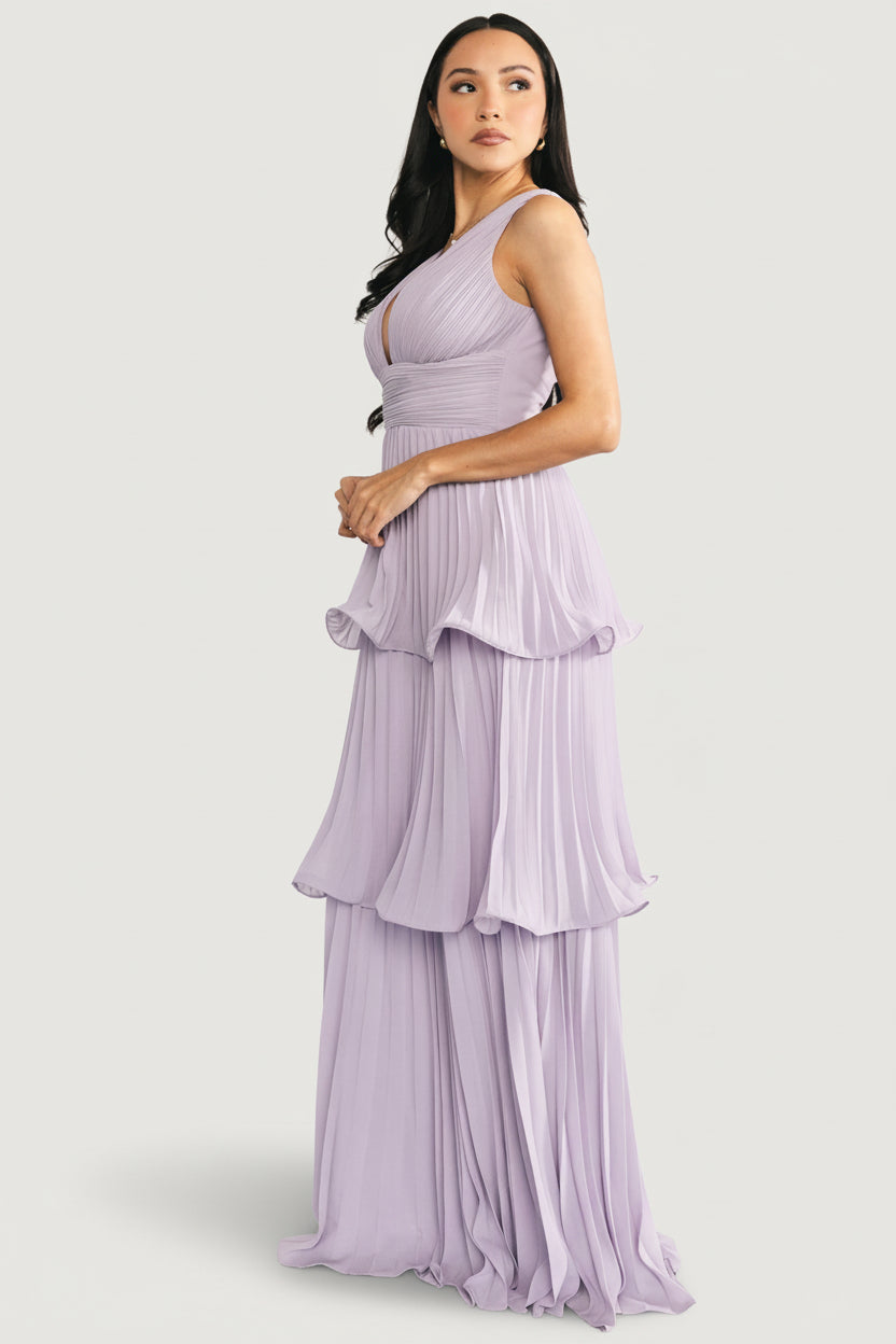Saphira Tiered Pleated Maxi Dress | Baltic Born Lavender