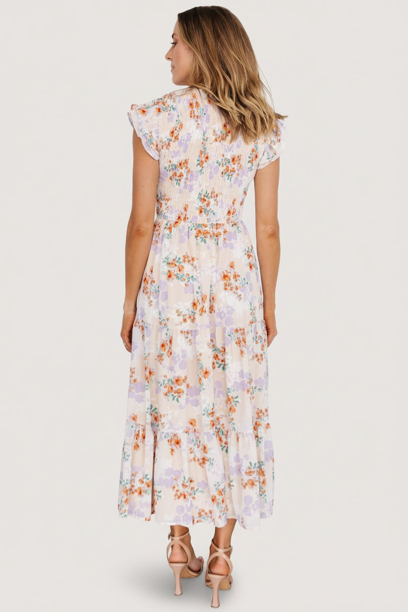 Arla Smocked Maxi Dress | Baltic Born Cream Floral