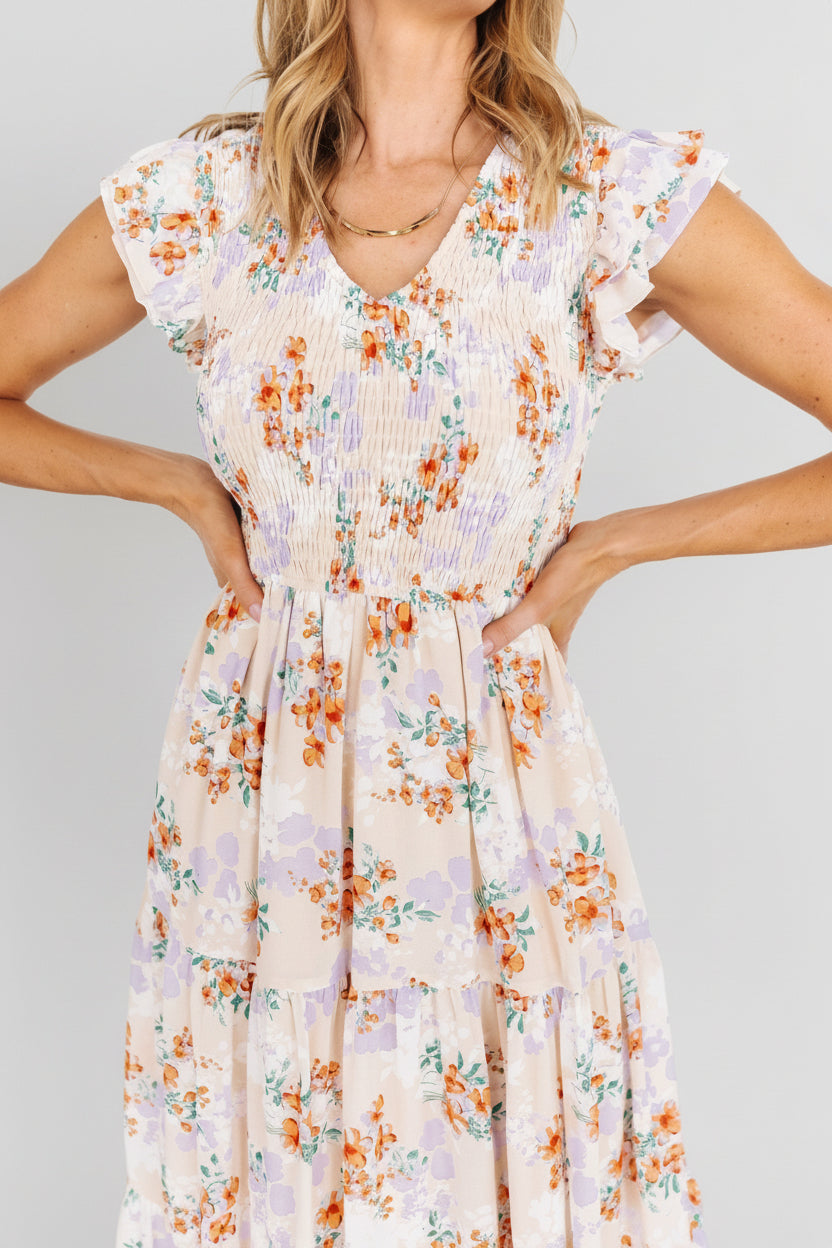 Arla Smocked Maxi Dress | Baltic Born Cream Floral