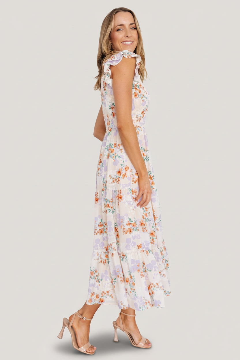 Arla Smocked Maxi Dress | Baltic Born Cream Floral