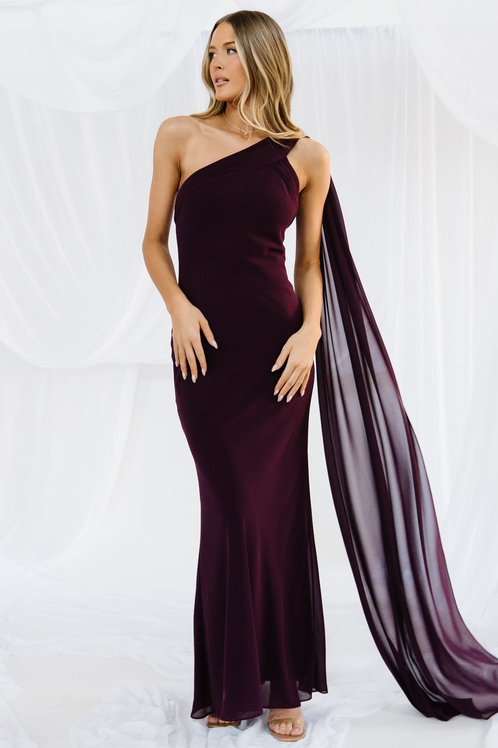 Julianne One Shoulder Maxi Dress | Baltic Born Dark Plum