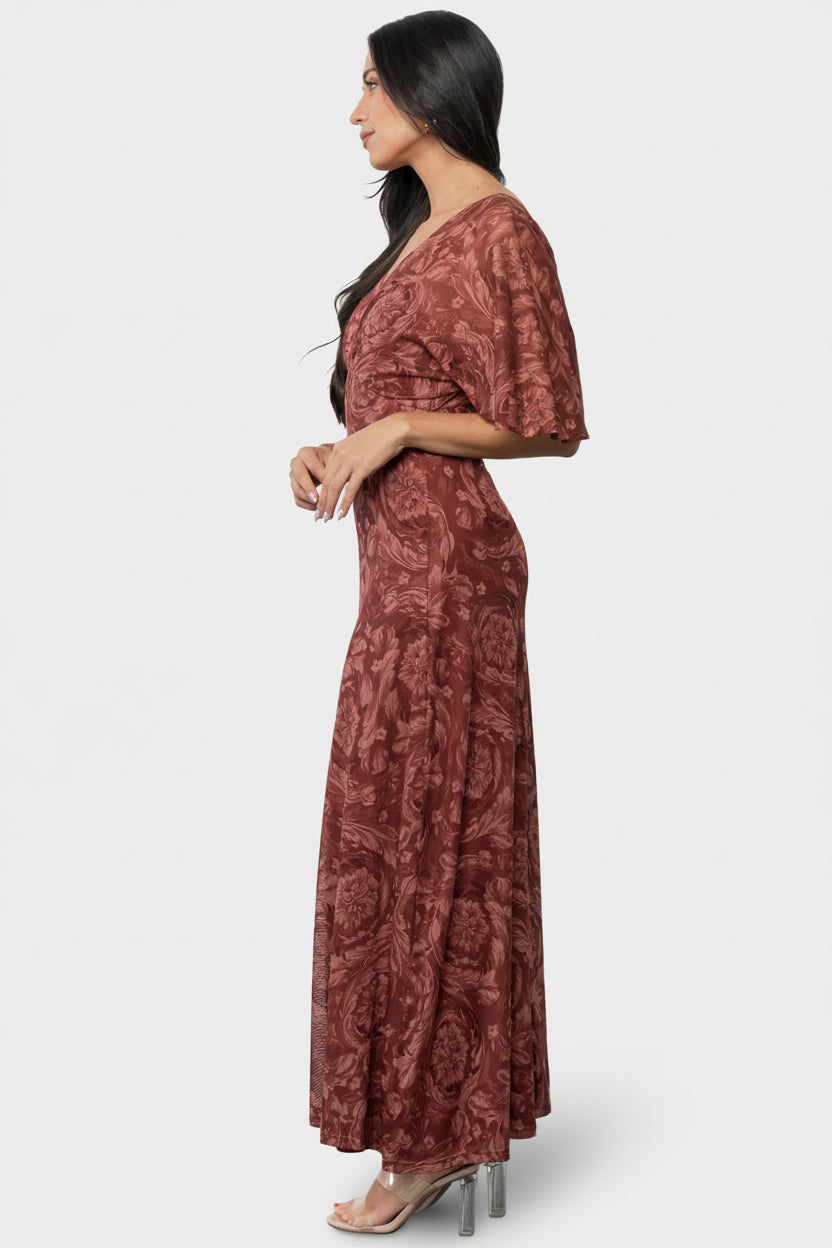 Sevilla Mesh Maxi Dress | Baltic Born Marsala