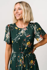 Naomi Short Sleeve Maxi Dress | Baltic Born Dark Green Floral