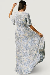 Verona Smocked Maxi Dress | Baltic Born White + Blue Print