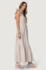 Hettie Button Maxi Dress | Baltic Born Beige Stripe