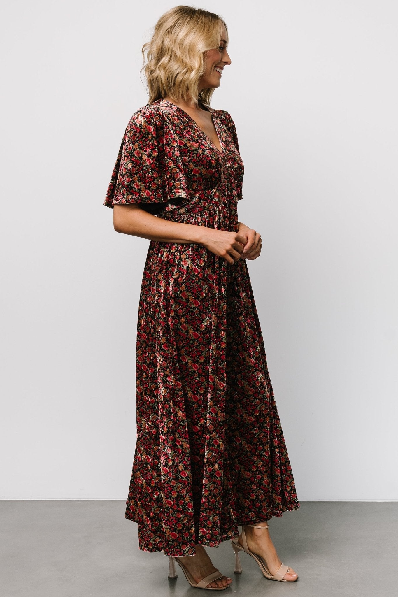 Irina Velvet Maxi Dress | Baltic Born Black Multi Floral