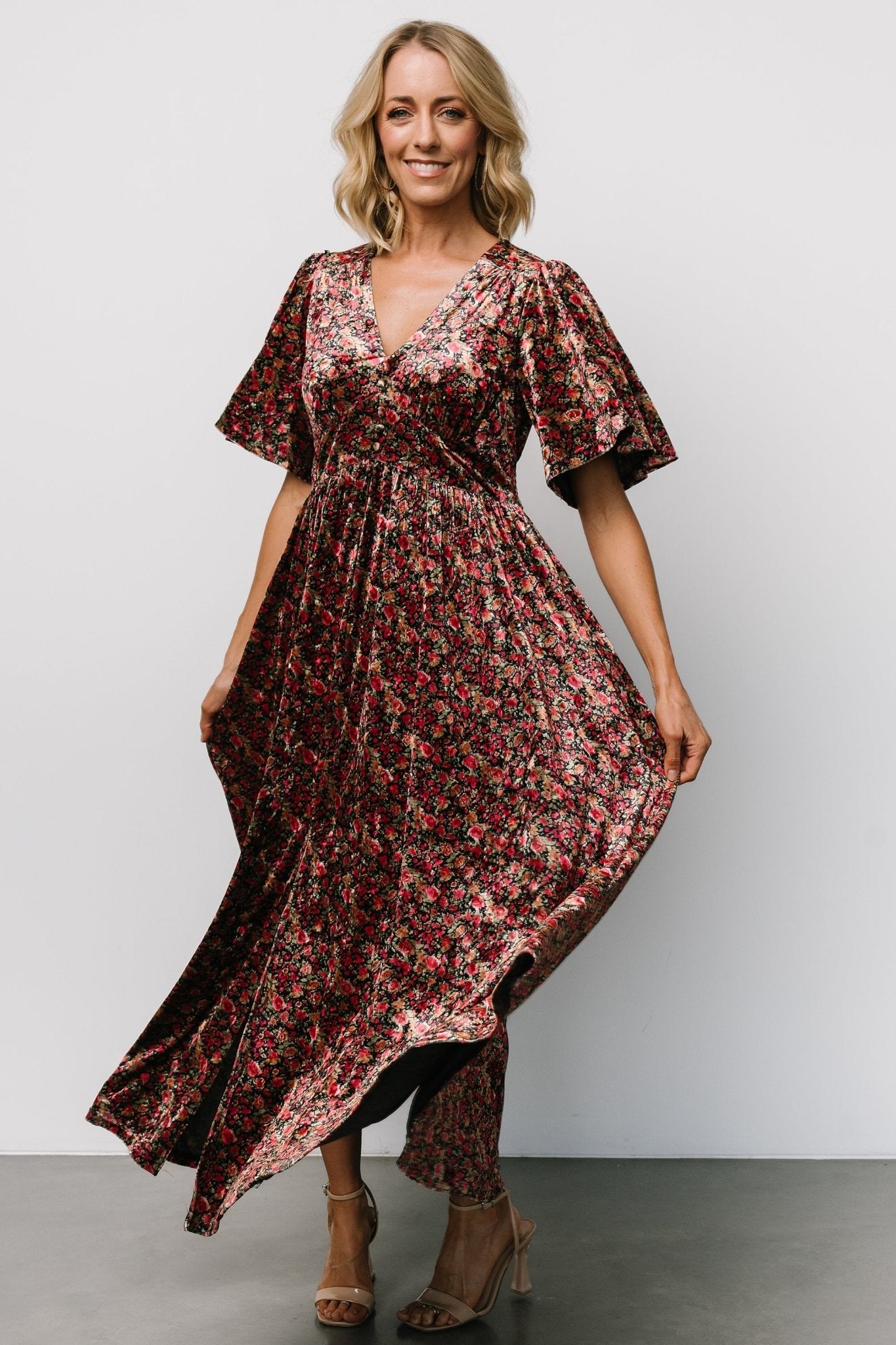Irina Velvet Maxi Dress | Baltic Born Black Multi Floral