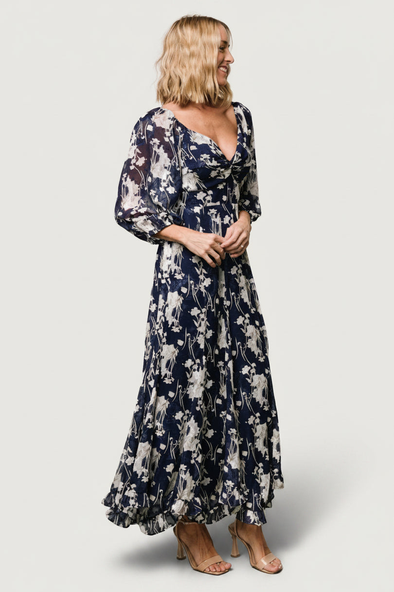 Estefania Maxi Dress | Baltic Born Navy + Off White Floral