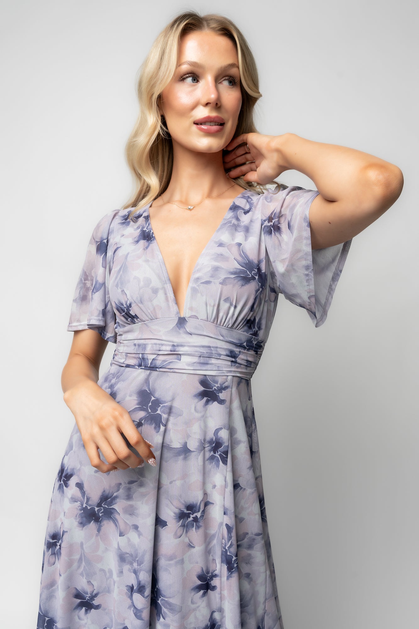 Arianne Mesh Maxi Dress | Baltic Born Dusty Lavender Print