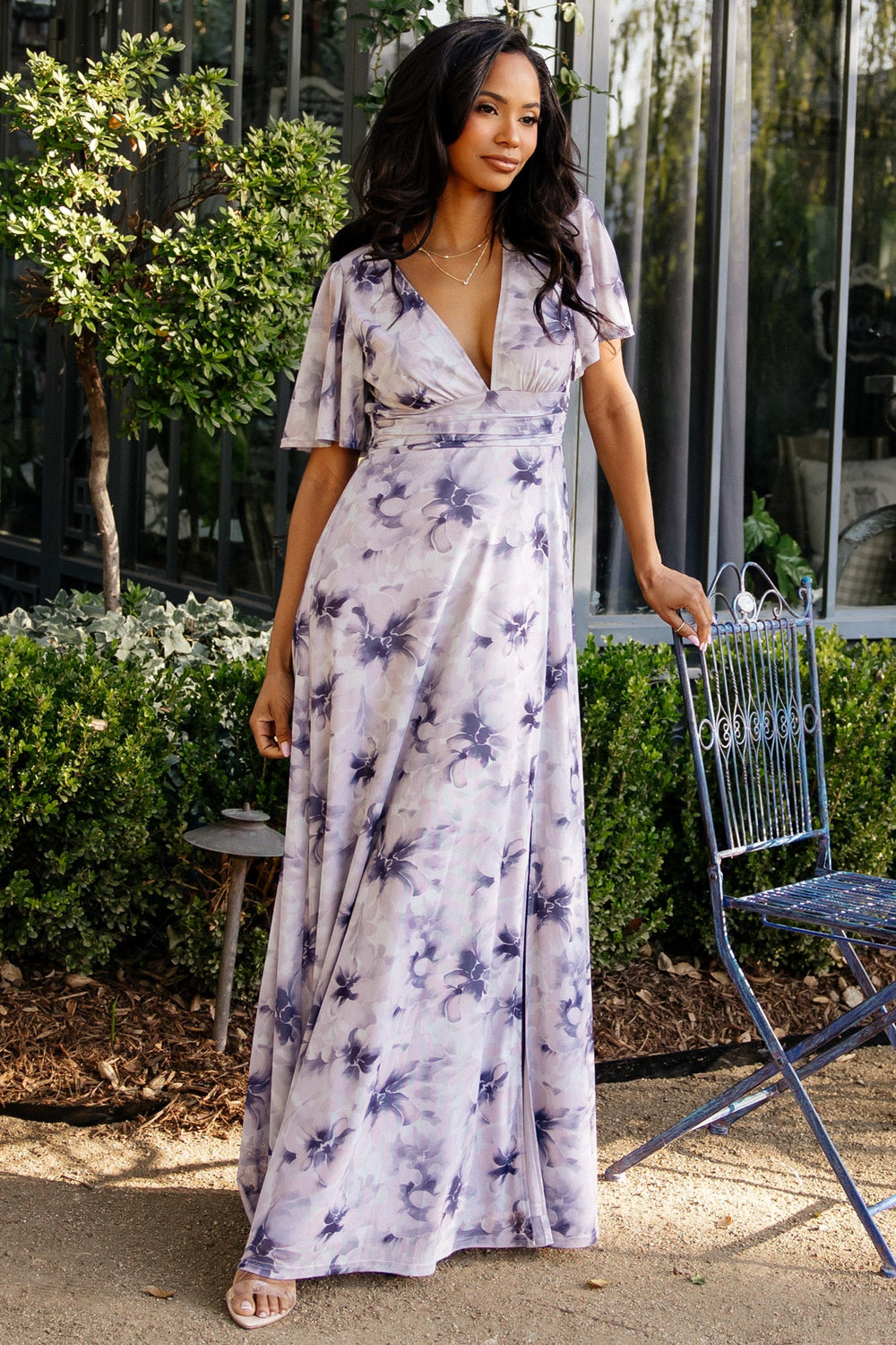 Arianne Mesh Maxi Dress | Baltic Born Dusty Lavender Print