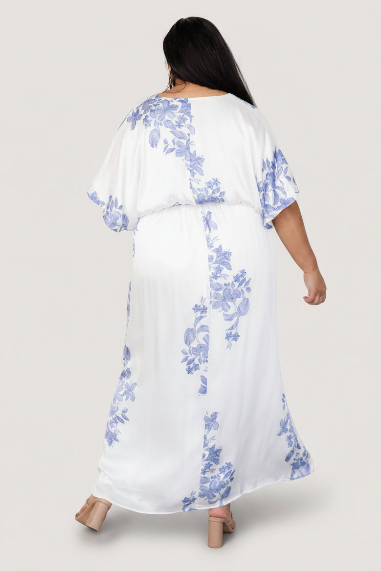 Florina Kimono Maxi Dress | Baltic Born White + Blue