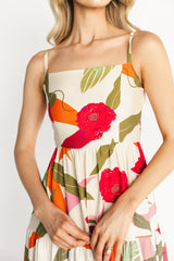 Silvia Tiered Maxi Dress | Baltic Born Natural + Pink Multi