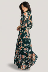 Marie Mock Neck Maxi Dress | Baltic Born Dark Green Floral