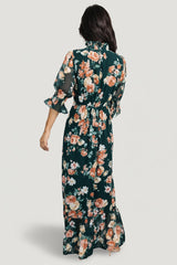 Marie Mock Neck Maxi Dress | Baltic Born Dark Green Floral