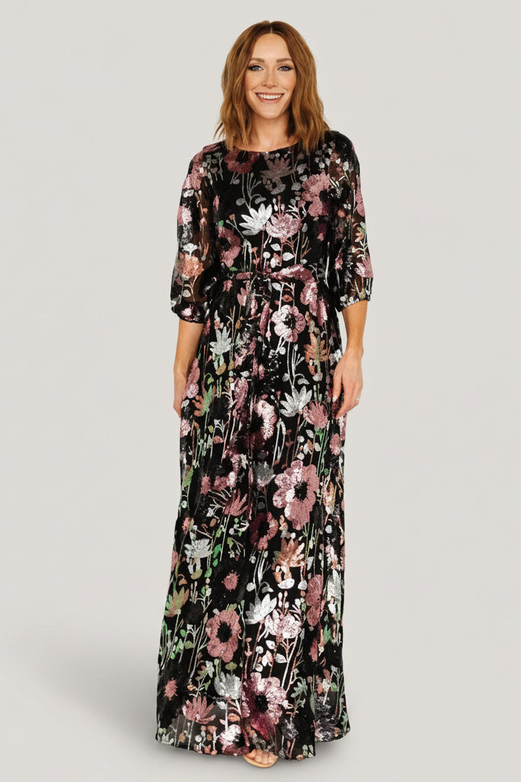 Destiny Sequin Maxi Dress | Baltic Born Black Multi